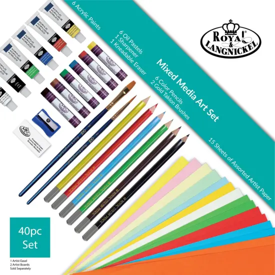 REA5320 | Mixed Media H-Frame Easel Art Set - 40pc {3}