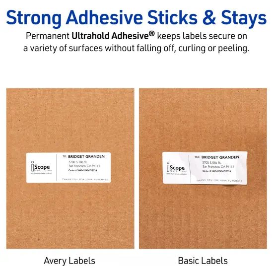 Avery Waterproof Printable Address Labels with Sure Feed, 1" x 2-5/8", White, Ultrahold Permanent Adhesive, Laser Printers, 1,500 Blank Mailing Labels (5520) {4}