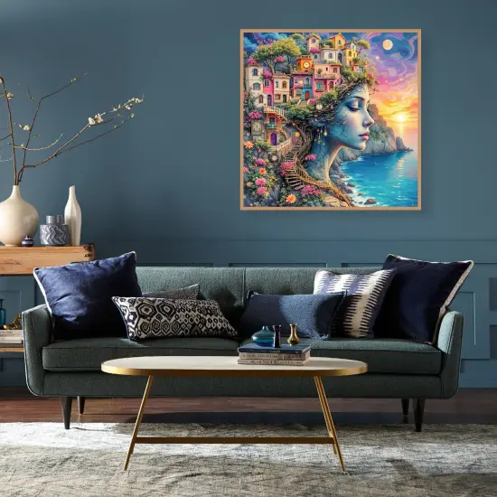 Diamond Painting Kits for Adults, Abstract Seaside Sunset Diamond Art Kits for Adults Beginner, 5D Round Diamond Art Painting Full Drill Diamond Dots Gem Art for Aesthetic Room Decor12x16Inch {3}