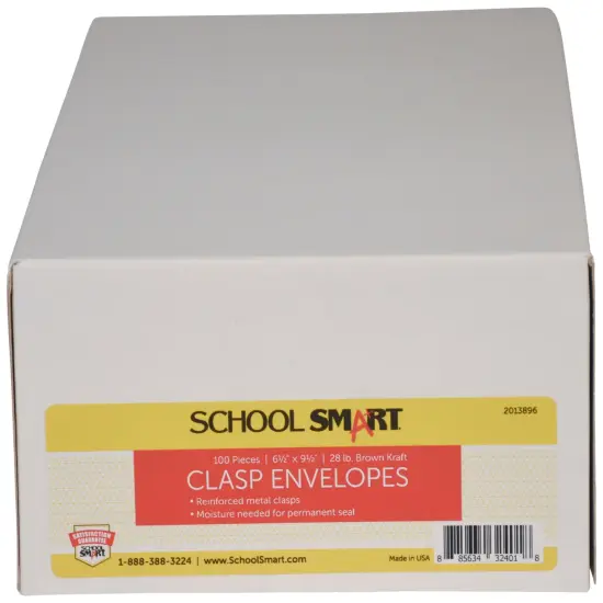 School Smart Kraft Envelopes with Clasp, 6-1/2 x 9-1/2 Inches, Pack of 100 {3}