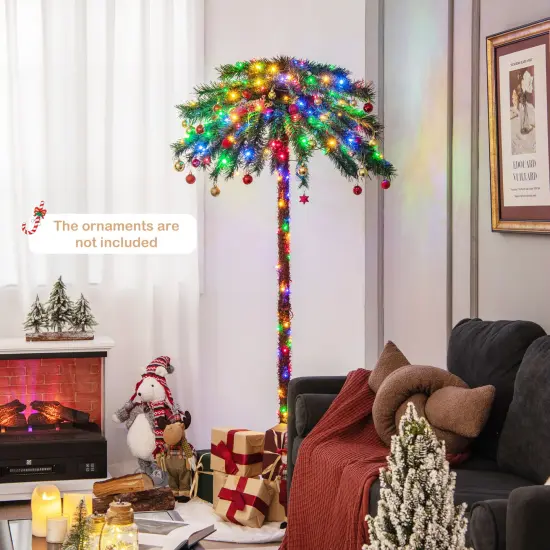 Costway 6FT Pre-Lit Artificial Tropical Christmas Palm Tree w/ 210 Multi-Color Lights {2}