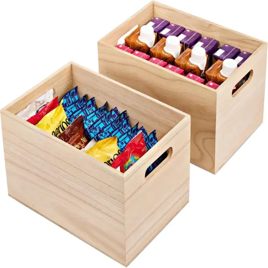 2 Pack Unfinished Wooden Crates Box {1}