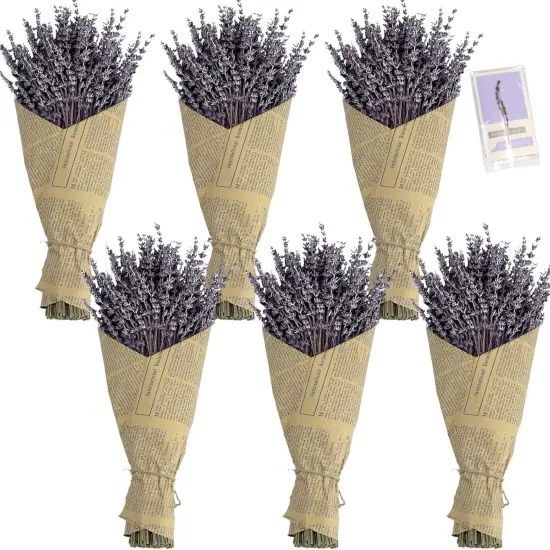 Natural Dried Lavender Flowers Bouquet Bundles with Stems 6 Pack -Christmas Day Valentine's Day Gifts Home Fragrance Decoration {1}
