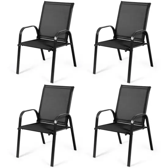 Costway 4PCS Patio Chairs Garden Deck Yard with Armrest Brown/Beige/Gray {1}