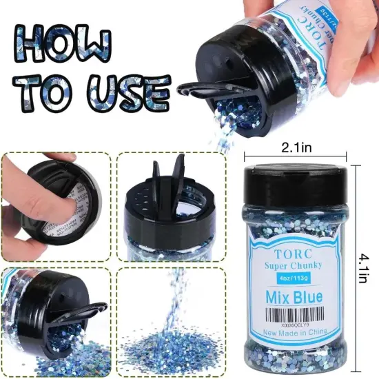 Purple Blue Silver Chunky Glitter 4 OZ Glitter for Crafts Resin Cosmetic Nail Art Decoration 1/10 2.5 mm {3}