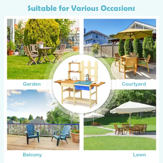 Costway Kid's Wooden Mud Kitchen Pretend Cook Playset Toy For Children {5}