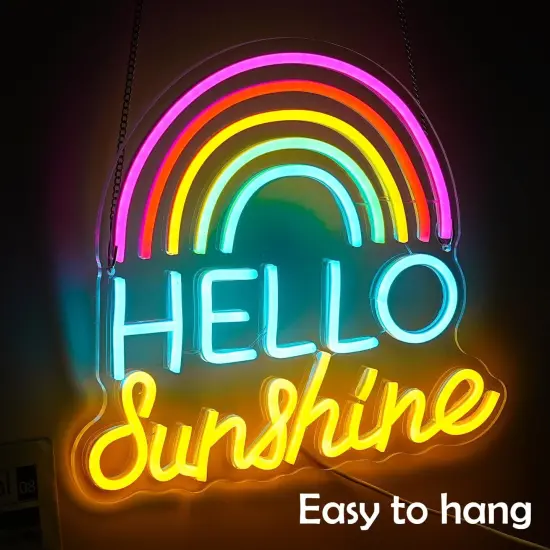 Hello Sunshine Neon Sign LED &ndash; Hello Sunshine Neon Lights for Wall Decor &ndash; Sunshine LED Light Up Sign for Bedroom, Party, Gifts for Friends, Boys, and Girls {3}
