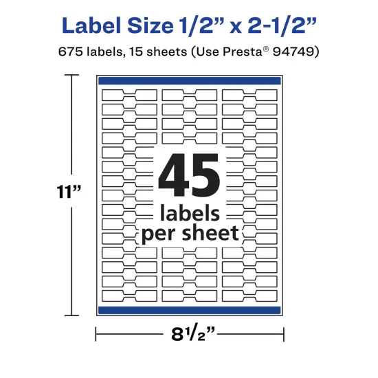 Avery Matte White Removable Barbell Labels with Sure Feed Technology, .5" x 2.5" {5}