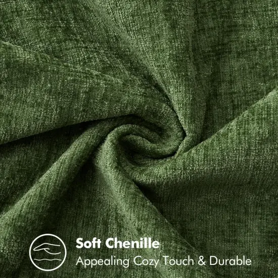 Pack of 2 Pillow Covers 18x18 Inch Moss Green Farmhouse Decorative Throw Pillow Covers with Stitched Edge Soft Chenille Solid Dyed Couch Pillow Covers for Sofa Bed Living Room {6}