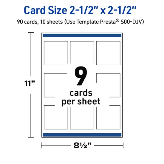 Avery Printable Square Cards, Gold-Dipped Edge, 2.5" x 2.5", Matte White Square Cards, Laser/Inkjet, 90ct, Great for Business Cards {5}