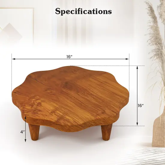 16&rdquo; Natural Teak Wood Pedestal Riser with Smooth Surface for Displaying Cakes Plants Gifts {5}