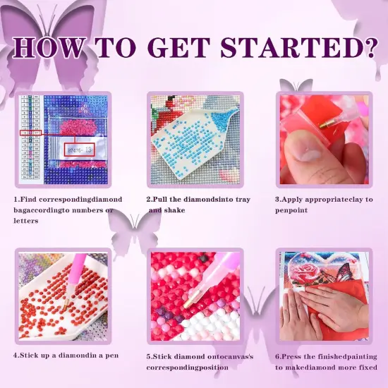 Butterfly Diaomnd Painting Kits for Adults DIY 5D Round Full Drill Butterfly Flowers Diamond Art Adult Diamond Painting Very Suitable for Home Leisure and Wall Decoration 11.8x15.7 (Inches) {2}