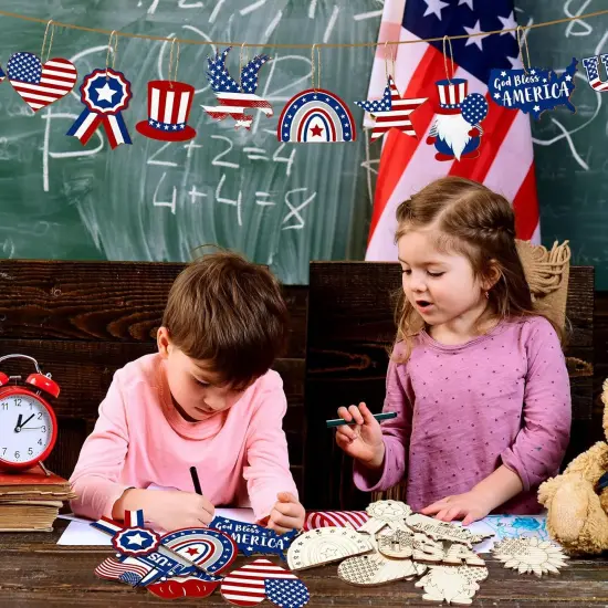 JellyArch 36 Pcs Patriotic Wood Cutouts {5}