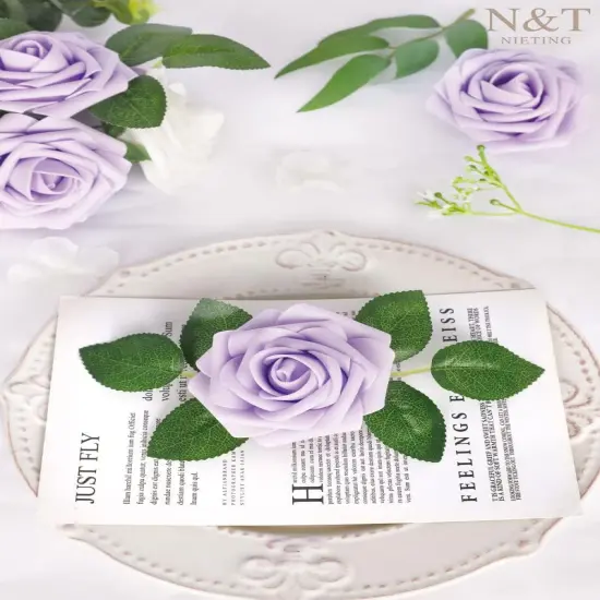 Dried Artificial Flowers, 50pcs Lavender Fake Rose Flowers with Stem for DIY Wedding Bouquets Centerpieces Arrangements Party Baby Shower Home Decorations {2}