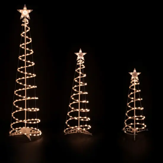 Northlight Set of 3 Clear Lighted Spiral Christmas Trees - 3', 4', and 6' White {1}