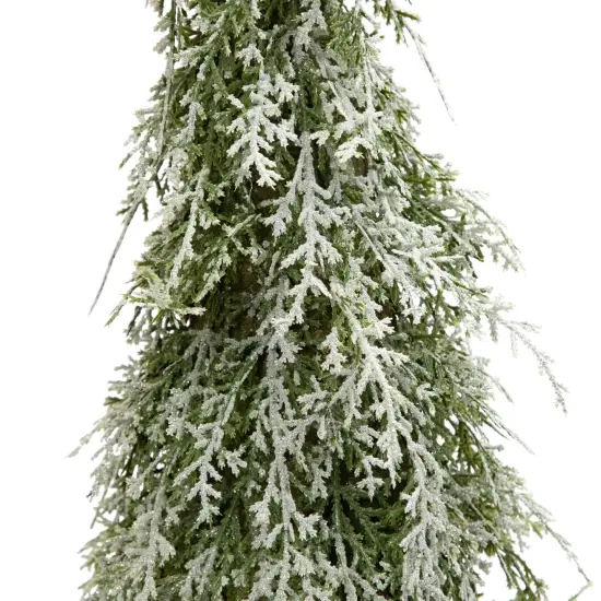 Northlight Iced Cedar Pine Artificial Mini Christmas Tree - 22" - Unlit Green {7}