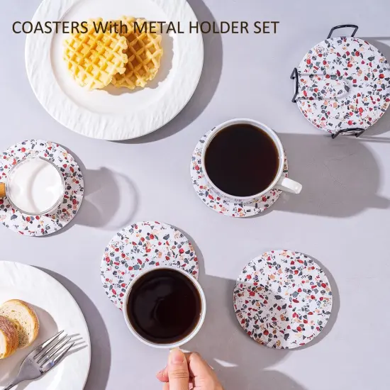 Set of 6 Coasters with Holder {3}