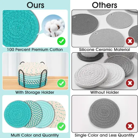 8 Pcs Coasters for Drink with Holder {3}