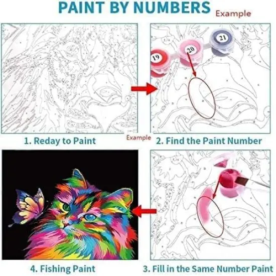 Paint by Numbers for Kids & Adults & Beginner, DIY Canvas Painting Gift Kits for Home Decoration - Colorful Cats and Butterflies 16 x 20 inch (Without Framed) {5}