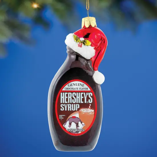 Collections Etc Hershey's Syrup Bottle Glass Christmas Ornament {1}