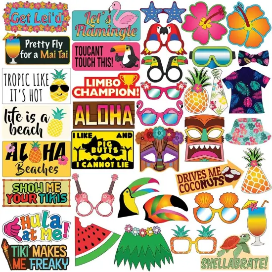 40 pcs Luau Party Photo Prop Set {1}