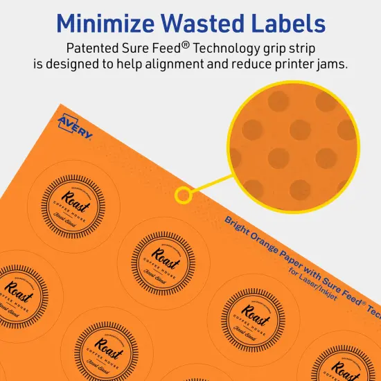 Avery Bright Orange Paper Labels, 1.75" Diameter Round {4}