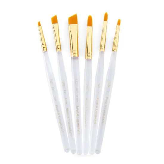 RSET-9171 | 6pc Golden Taklon Short Handle Filbert/Angular Brush Set {5}