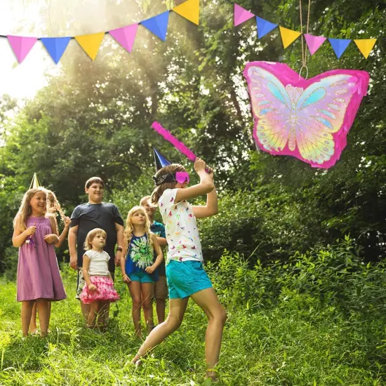 Butterfly Pinata for Birthday Party Supplies Colorful Butterfly Pinata with Stick and Blindfold Butterfly Themed Party Decoration, Small Pinata Party Supplies(16 x 12.6 x 4.2 In) {3}