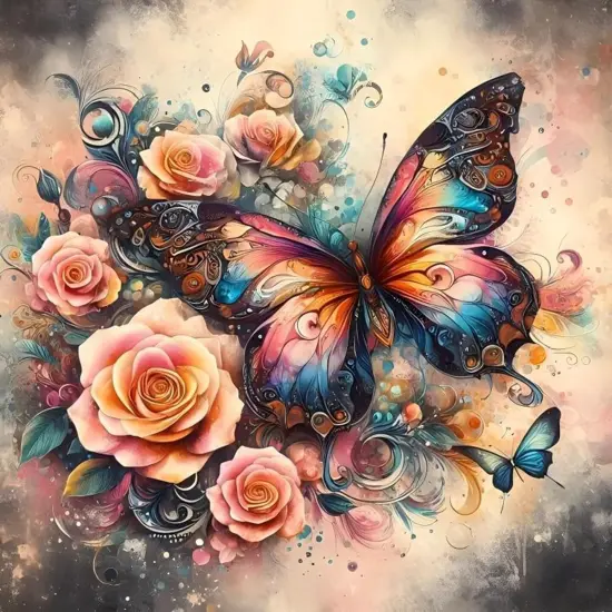 Diamond Painting Butterfly Kits for Adults, For Gift, Home Wall Decor 13.7''Wx13.7''L {1}