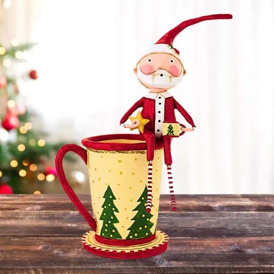 Lori Mitchell 8.0 Inch Cocoa & Cookies Santa Christmas Figurine , Lightweight Christmas Decor Christmas Mug Red {4}