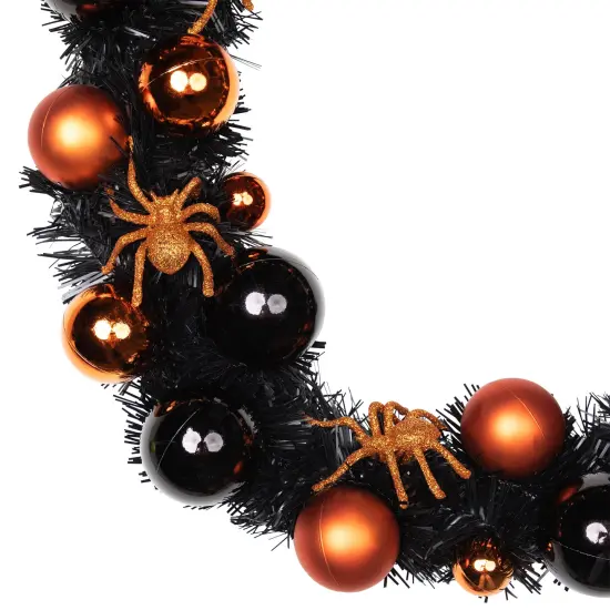 Northlight Spiders and Ornaments Halloween Wreath - 18" Orange and Black - Unlit {6}