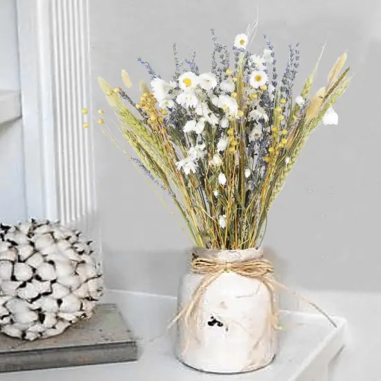 Dried Flowers Bouquet Dried Daisy Flowers Natural Lavender Bundles Dried Gerber Daisies Flowers Bunny Tails Wheat Stalks Floral Arrangements {5}