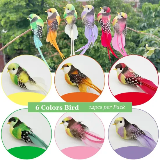 12pcs Artificial Simulation Foam Feather Birds Summer Decor {4}