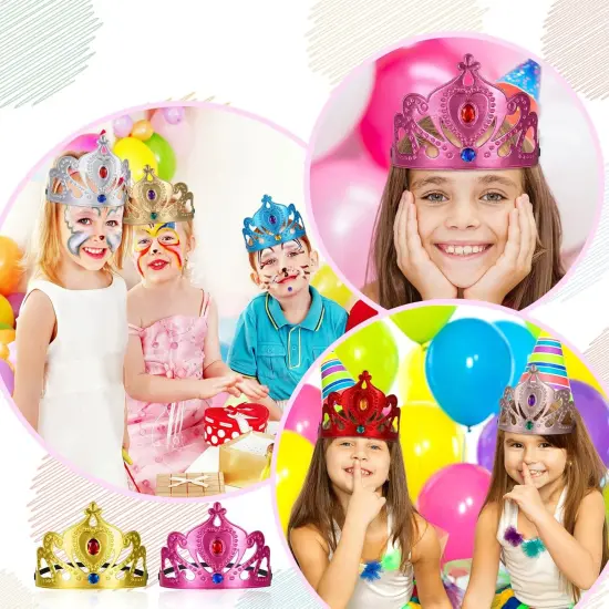 22 Pcs DIY Crowns Set Include 12 Pcs Foam Princess Crowns and 10 Pcs Crystal Diamond Sticker for Kids {2}