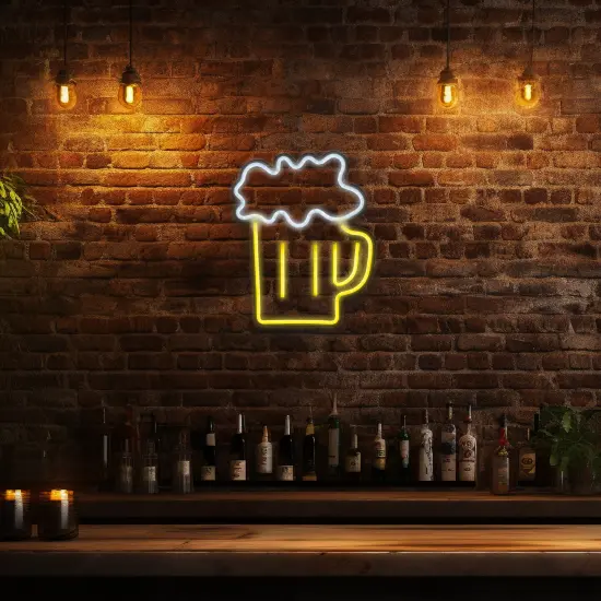 Northlight LED Beer Mug Neon Lighted Wall Art - 13" Yellow {4}