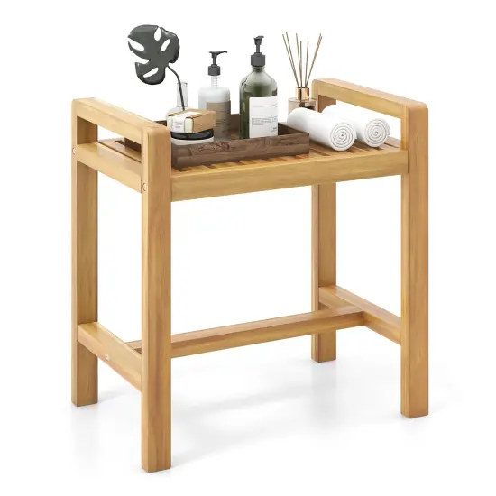 Teak Wood Shower Bench for Inside Shower Shaving Legs {4}