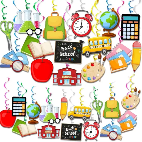 Back To School Hanging Swirls Decorations 30 Pack {1}