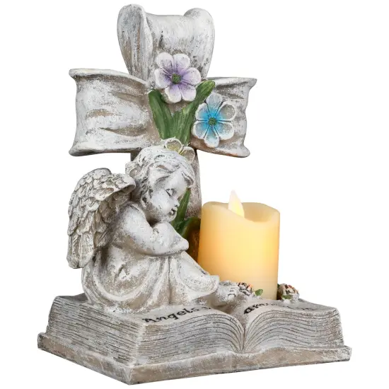 Northlight Angels Walk Among Us Flameless Cherub Candle Holder - 8" Beige {6}