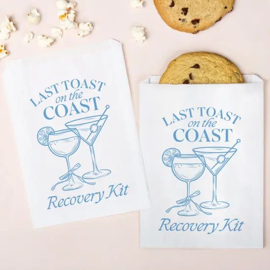 Big Dot of Happiness Last Toast on the Coast Paper Treat Bags, Coastal Bachelorette Candy Bags, Greaseproof White Sandwich Cookie Bags - 25 Count {1}