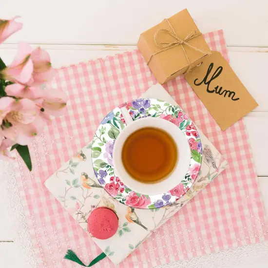 6Pcs Spring Watercolor Flower Coaster with Holder {4}