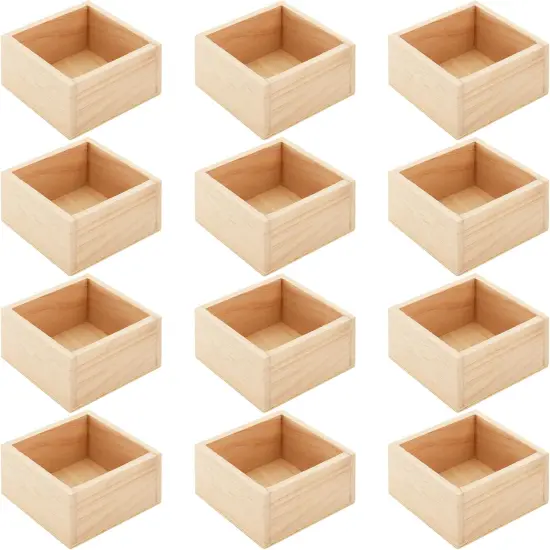 12 Pack Unfinished Small Wooden Box Craft Storage Organizer {1}