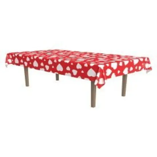 Beistle Hearts Plastic Table Cover -54" x 108" {1}
