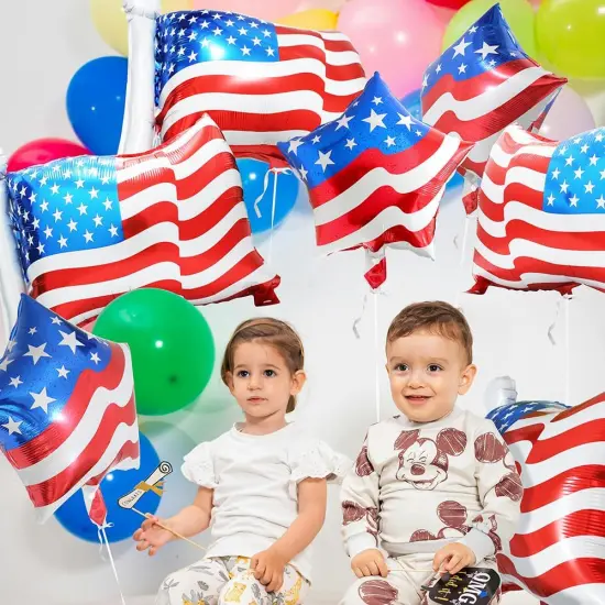 4th of July Star Shaped American Flag Celebration Party Balloons, 18 Inches Patriotic Party Foil Balloon For Independence Day, Veterans Day, Memorial Day, US Election Holiday Event Decorations {2}