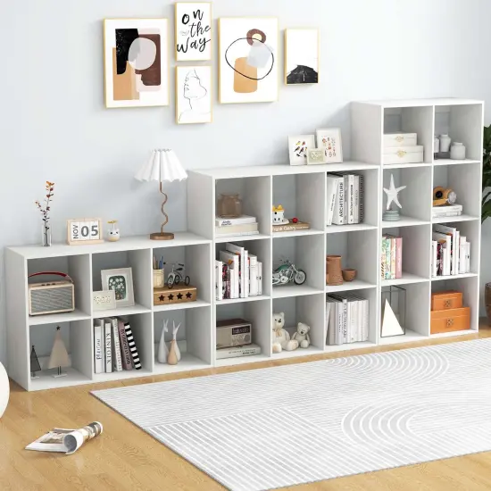 Costway 4/6/8/9-Cube Open Bookshelf with Anti-tip Kits Home Modern Style Storage Shelf for Study {5}