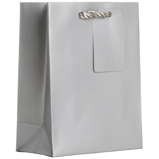 Pack/6: Matte Metallic Silver Gift Bag - 6 x 3 x 7-1/2" {1}