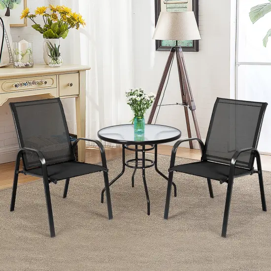 Costway 2PCS Patio Chairs Deck Yard W/Armrest Brown/Beige/Gray {1}