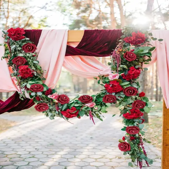 100PCS Burgundy Rose Artificial Flower Heads Bouquets {3}