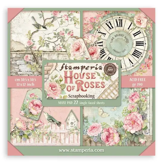 Stamperia Single-Sided Paper Pad 12"x12" 22/Pkg-House of Roses {1}