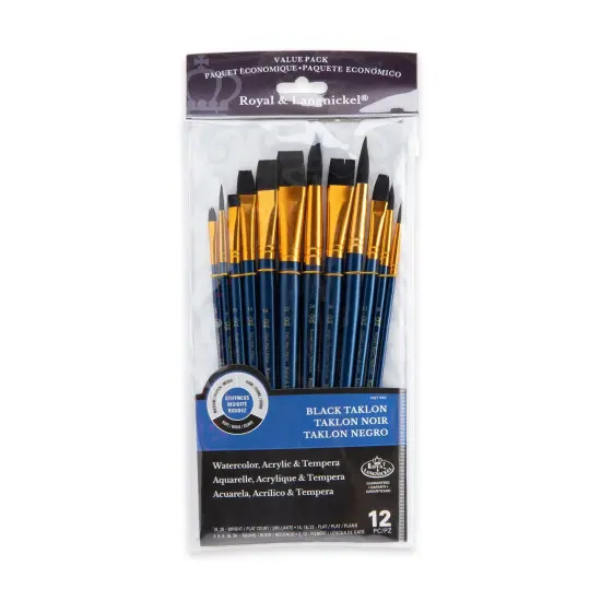 RSET-9302 | 12pc Black Taklon Long Handle Variety Brush Set {1}