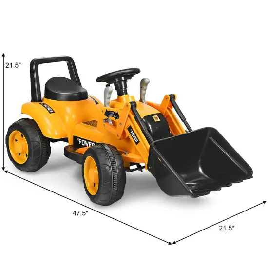 Costway Kids Ride On Excavator Digger 6V Battery Powered Tractor w/Digging Bucket Yellow {3}